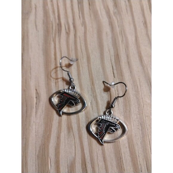 Georgia Football Sports Falcon Dangling Earrings Atlanta Red Black - Picture 2 of 4